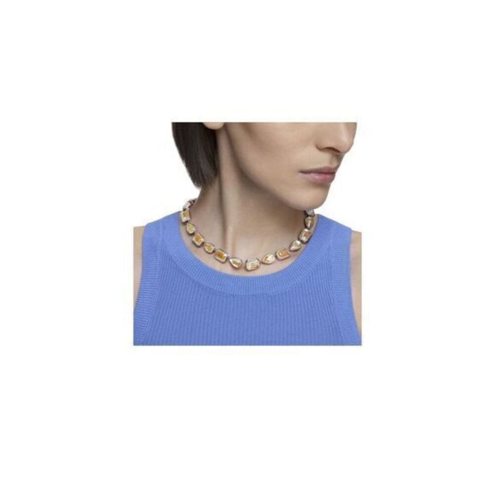 Swarovski necklace Orbita necklace Reversible, Mixed cut crystals, Multicolored